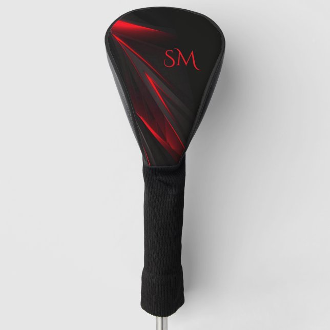 Red to the Point Abstract Design Monogram Golf Head Cover (Front)
