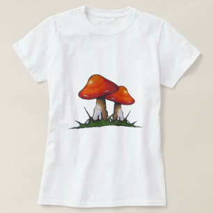 Red Toadstools, Mushrooms: Freehand Marker Art T-Shirt