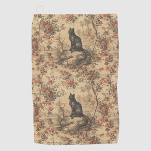 Red Toile Chinoiserie Cat Damask Golf Towel