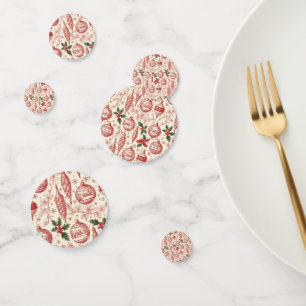 Red Toile Chinoiserie Christmas Ornaments Confetti