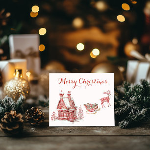 Red Toile Christmas Card