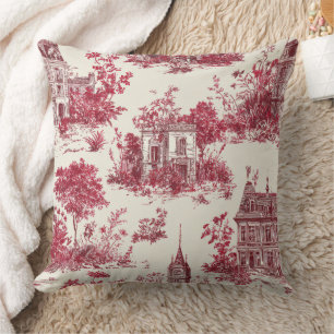 Red Toile Countryside Scene (4) Cushion