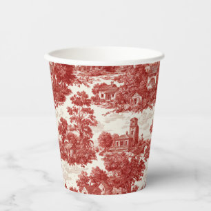 Red Toile Countryside Scene (8) Paper Cups
