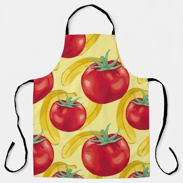 Red tomato and fruits seamless pattern designabstr apron (Front)