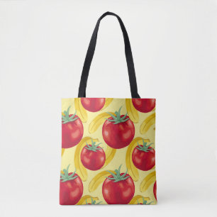 Red tomato and fruits seamless pattern designabstr tote bag