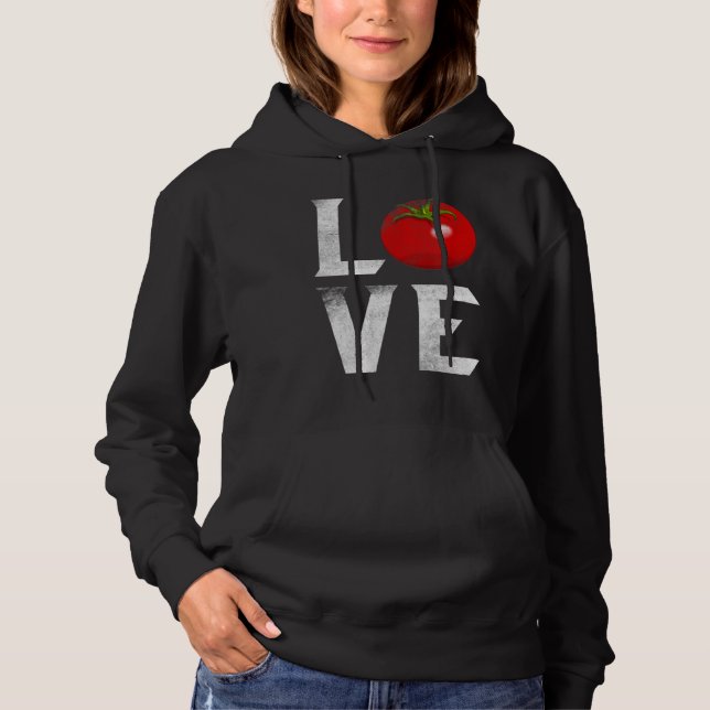 Red Tomato Gardener I Love Gardening Vegetables Ve Hoodie (Front)