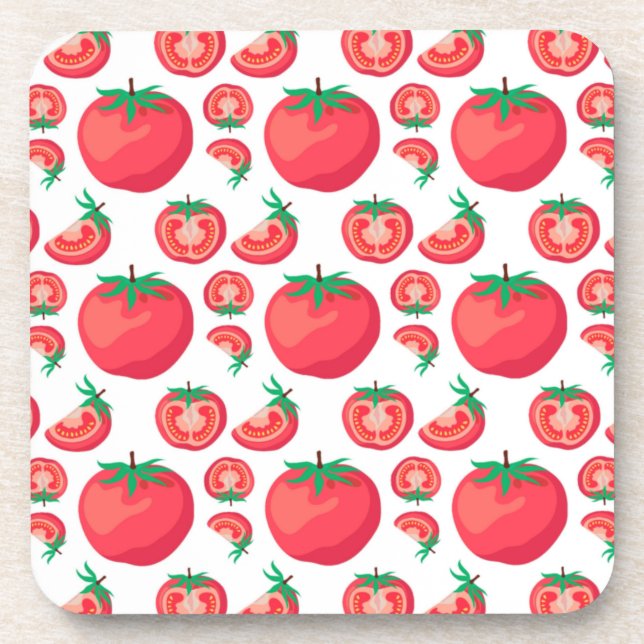 Red Tomato Pattern Cute So Funny Coaster (Front)