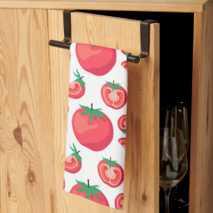 Red Tomato Pattern Cute So Funny Tea Towel