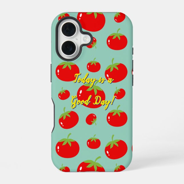 Red Tomato Pattern iPhone 16 Case (Back)