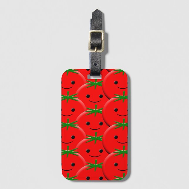 Red Tomato Pattern Luggage Tag (Front Vertical)