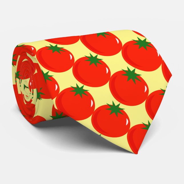 Red tomato pattern on yellow tie (Rolled)