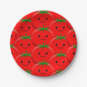 Red Tomato Pattern Paper Plate
