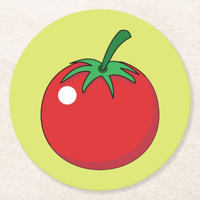 Red Tomato Round Paper Coaster (Front)