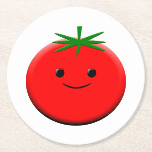 Red Tomato Round Paper Coaster