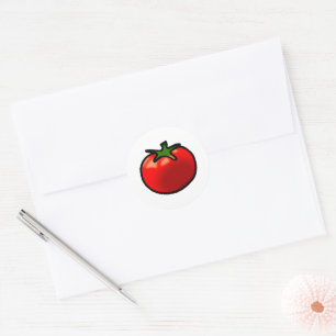 Red Tomato Whimsical Custom Art Classic Round Sticker