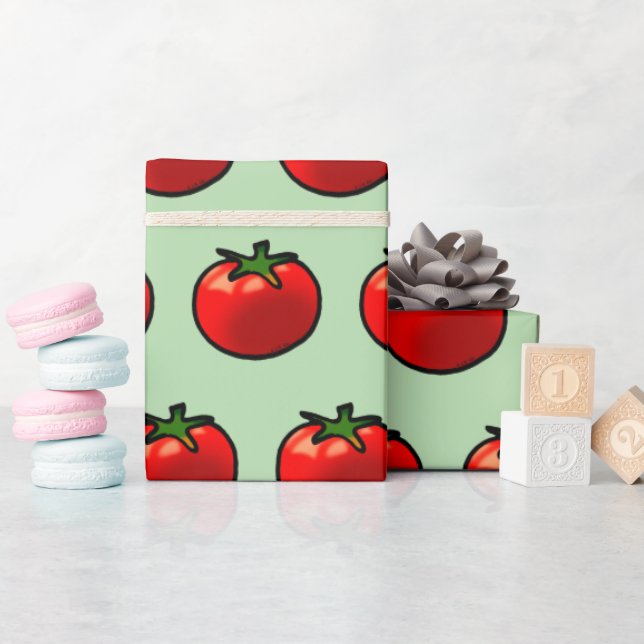 Red Tomato Whimsical Custom Art Wrapping Paper (Baby Shower)