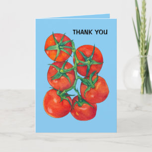 Red Tomatoes blue Thank You Card