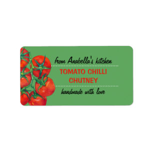 Red Tomatoes green Kitchen Preserves Label