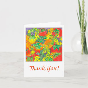 Red Tomatoes Vegetable Watercolor Thank You Card