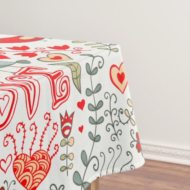Red Tones Valentines symbols seamless pattern Tablecloth (In Situ)