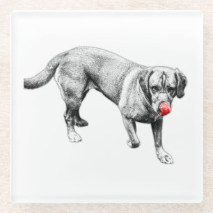 Red Tongue Labrador Licking Ink Art Coaster