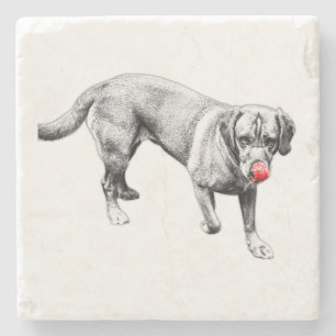 Red Tongue Labrador Licking Ink Art Coaster