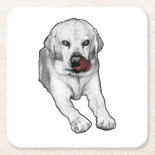 Red tongue, merry pause square paper coaster