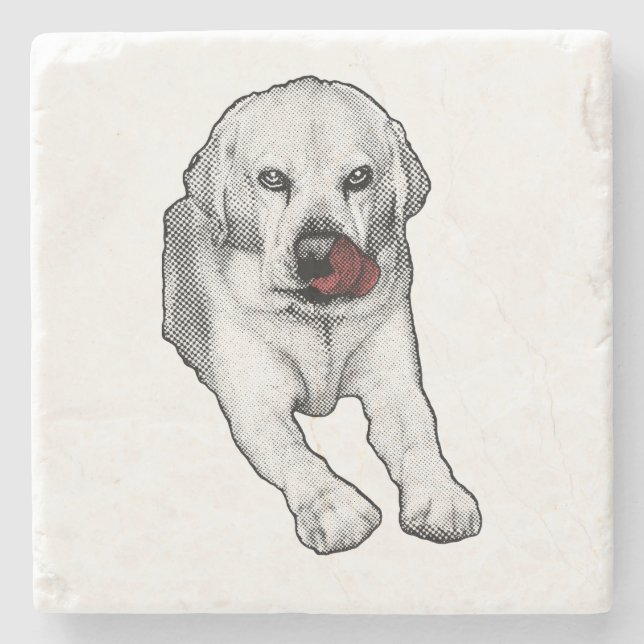 Red tongue, merry pause stone coaster (Front)