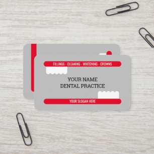 Red toothbrush logo professional dentist office business card
