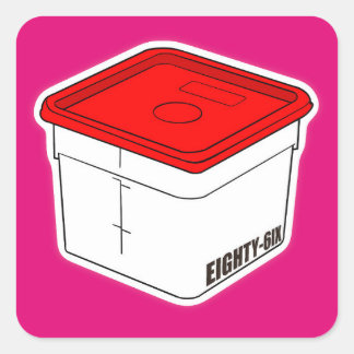 Red top square sticker