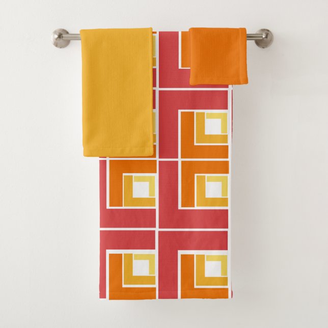 Red Topsy Turvy  Bath Towel Set (Insitu)