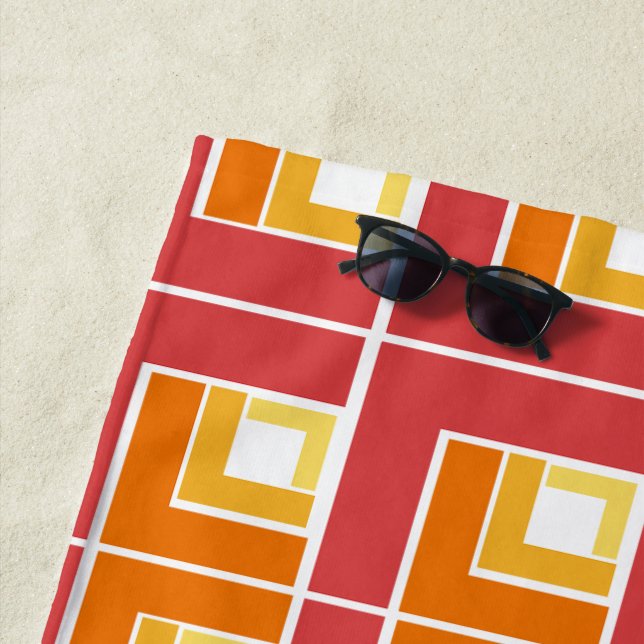 Red Topsy Turvy  Beach Towel (In Situ)
