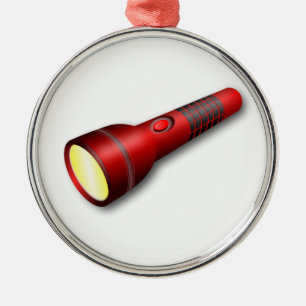 Red Torch Flashlight Metal Tree Decoration