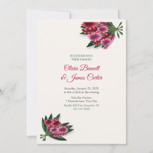 Red Torch Ginger Lily Tropical Wedding Invitation