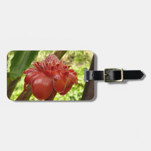Red Torch Ginger Tropical Flower Photography Luggage Tag