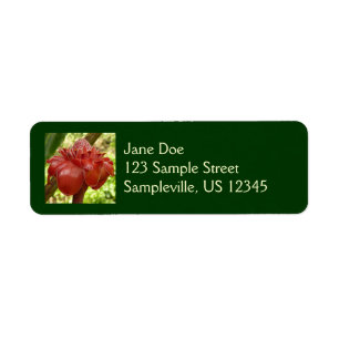 Red Torch Ginger Tropical Flower Photography Return Address Label
