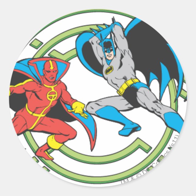 Red Tornado + Batman Classic Round Sticker (Front)