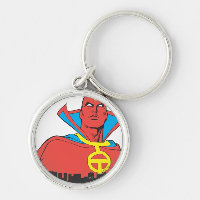 Red Tornado Behind Cityscape Key Ring (Front)
