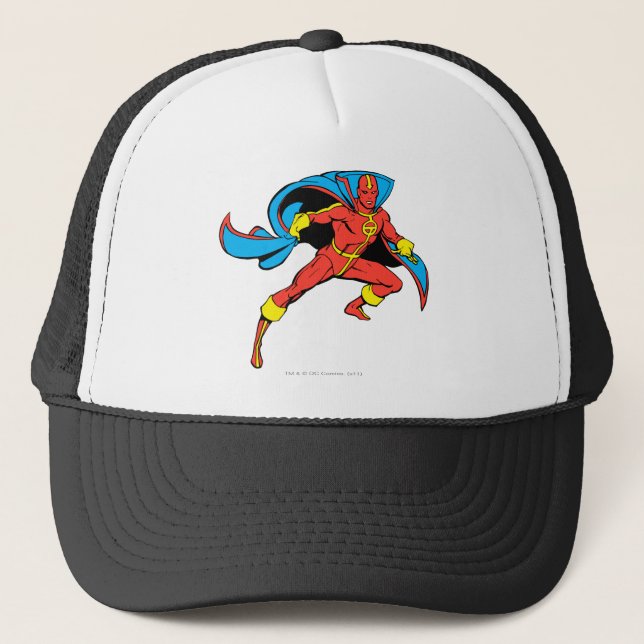Red Tornado Cape Pose Trucker Hat (Front)