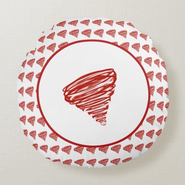 Red Tornadoes Pattern Round Cushion (Front)
