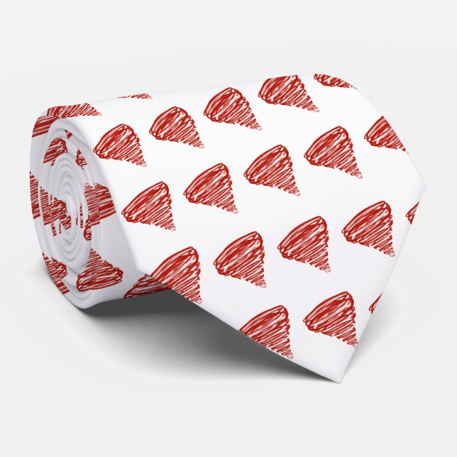 Red Tornadoes Pattern Tie (Rolled)