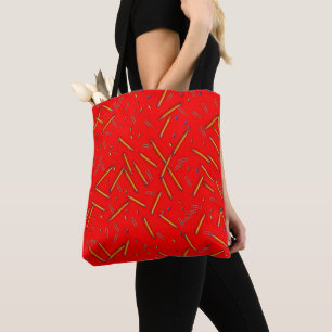 Red Tote Bag Push Pins Pencils Paper Clips