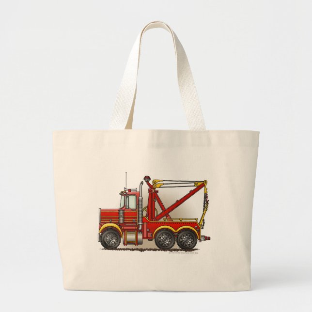 Red Tow Truck Wrecker Bags/Totes Large Tote Bag (Front)