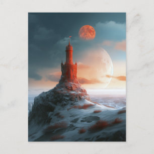 Red Tower Moons Landscape Fantasy Art Postcard