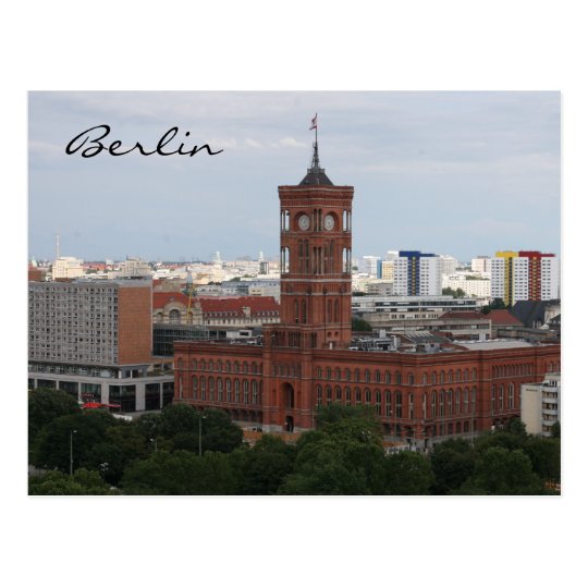 red town hall postcard
