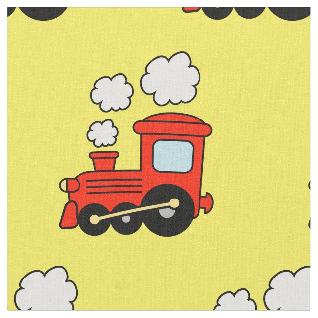 Red toy choo choo train DIY hobby textile fabric (Close Up)