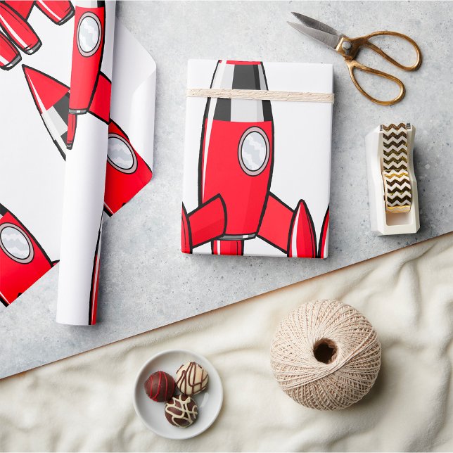 Red Toy Rocket Wrapping Paper (Creator Uploaded)