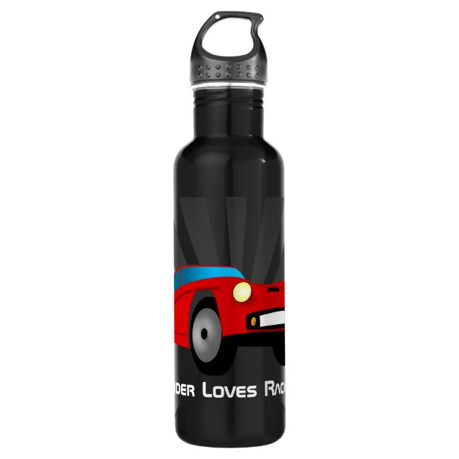 Red Toy Sports Race Car Boys Kids 710 Ml Water Bottle (Front)