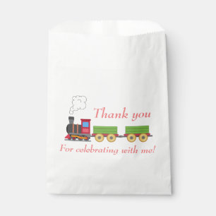 Red toy train boys birthday favour bag