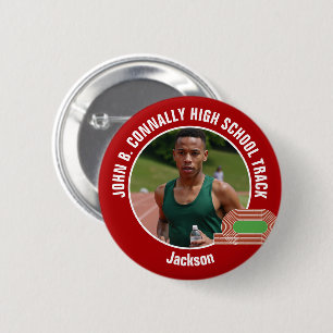 Red Track & Field Photo High School Athlete 6 Cm Round Badge